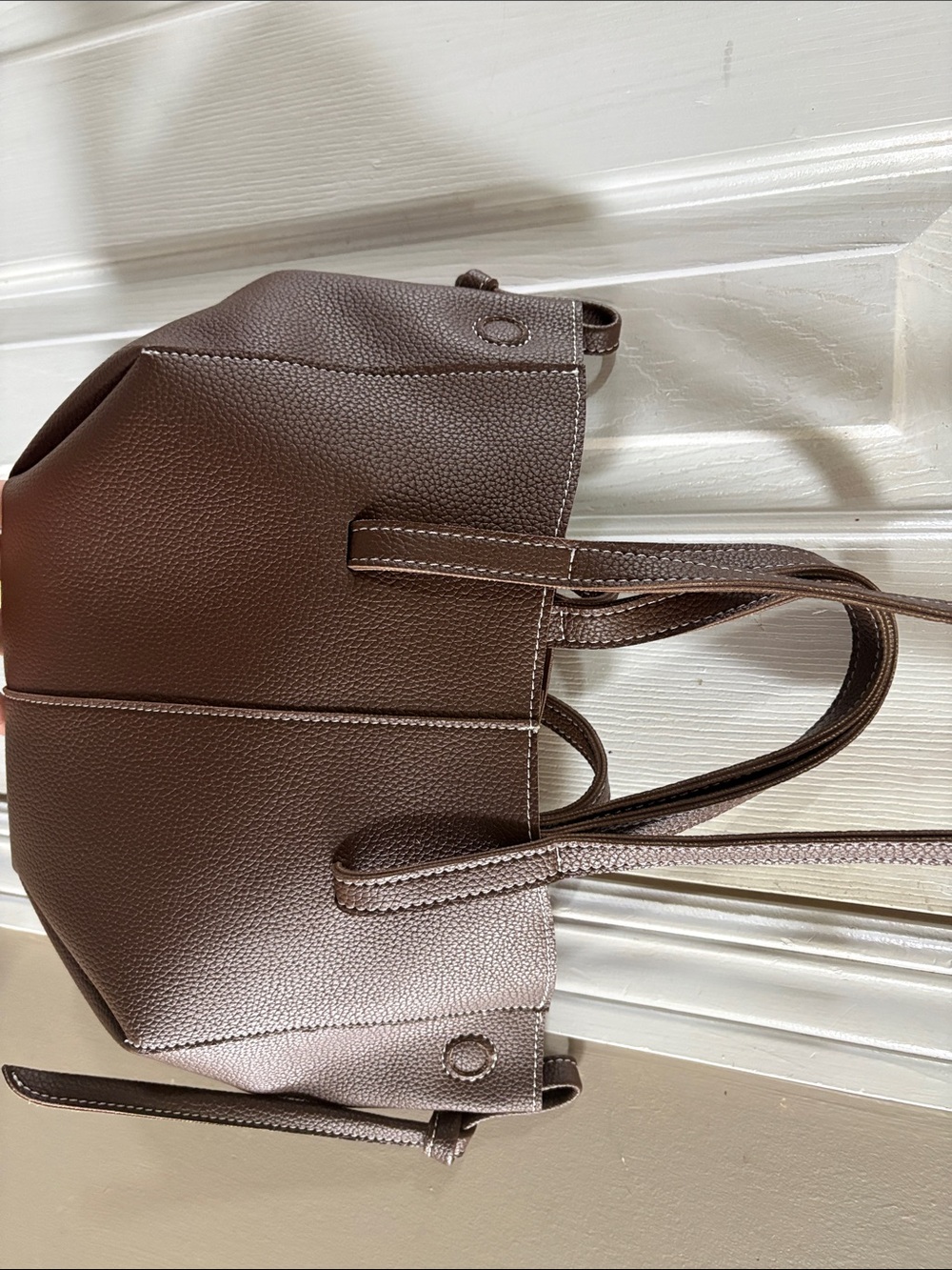 Women's Brown Pebbled Tote Bag - Classic Everyday Carry